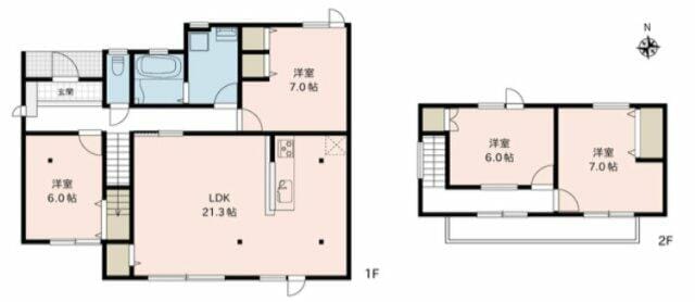 間取りは4LDK。全室6帖以上のゆとりの間取り設計です。