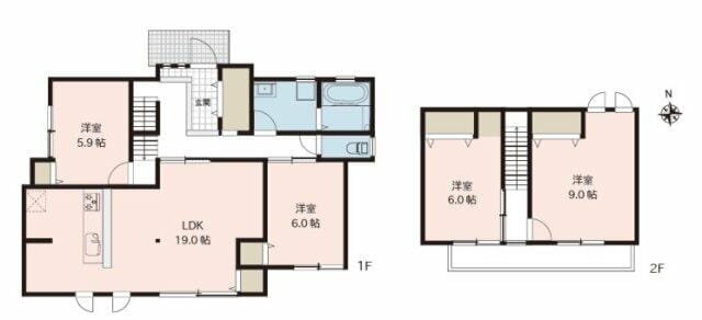 1階には広々19帖LDKで家族団らん