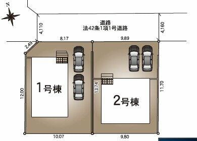 カースペースは車種にもよりますがお車2台駐車可能です。