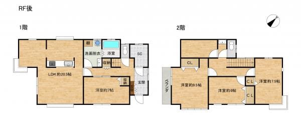 【リフォーム予定・間取り図】4SLDKのファミリー向きの住宅にリフォーム。シューズクロークや2階のトイレを新設し、暮らしやすい住宅へ。