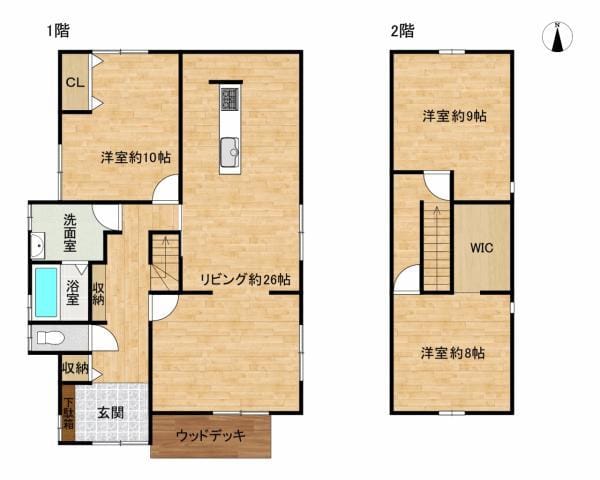 【リフォーム予定間取り図】外壁塗装を行います。大きなLDKが特徴的な住宅です。他にも3部屋確保されており、家族のプライベートも充実します。駐車3台可能で、親戚や友達など来客があっても、安心してお使いいただけそうです。