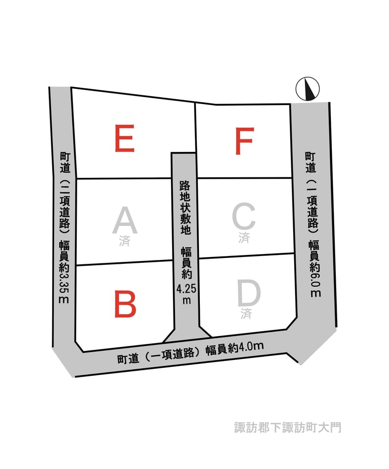 諏訪郡下諏訪町大門 全6区画分譲地 B区画