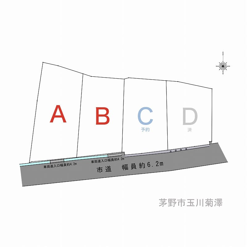 茅野市玉川菊澤 全4区画分譲地 区画図