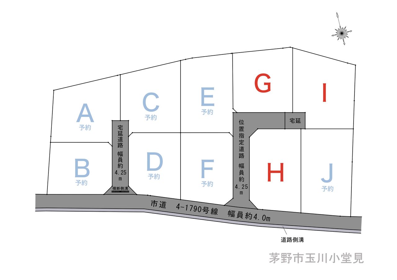 茅野市玉川小堂見 全10区画分譲地 区画図