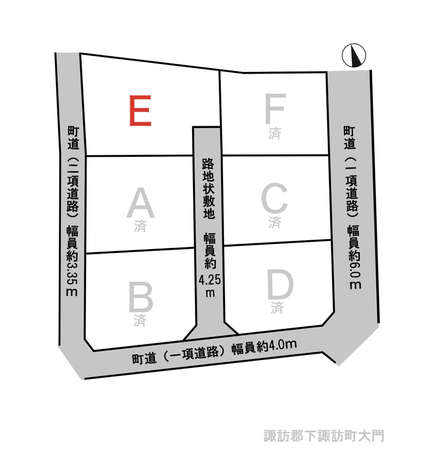 諏訪郡下諏訪町大門 全6区画分譲地区画図