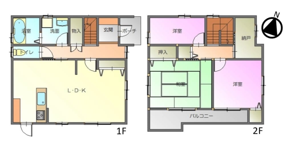 LDKのクローゼットや階段下収納、2F納戸など、収納スペース充実。いつでもきれいなお家を保てます。
