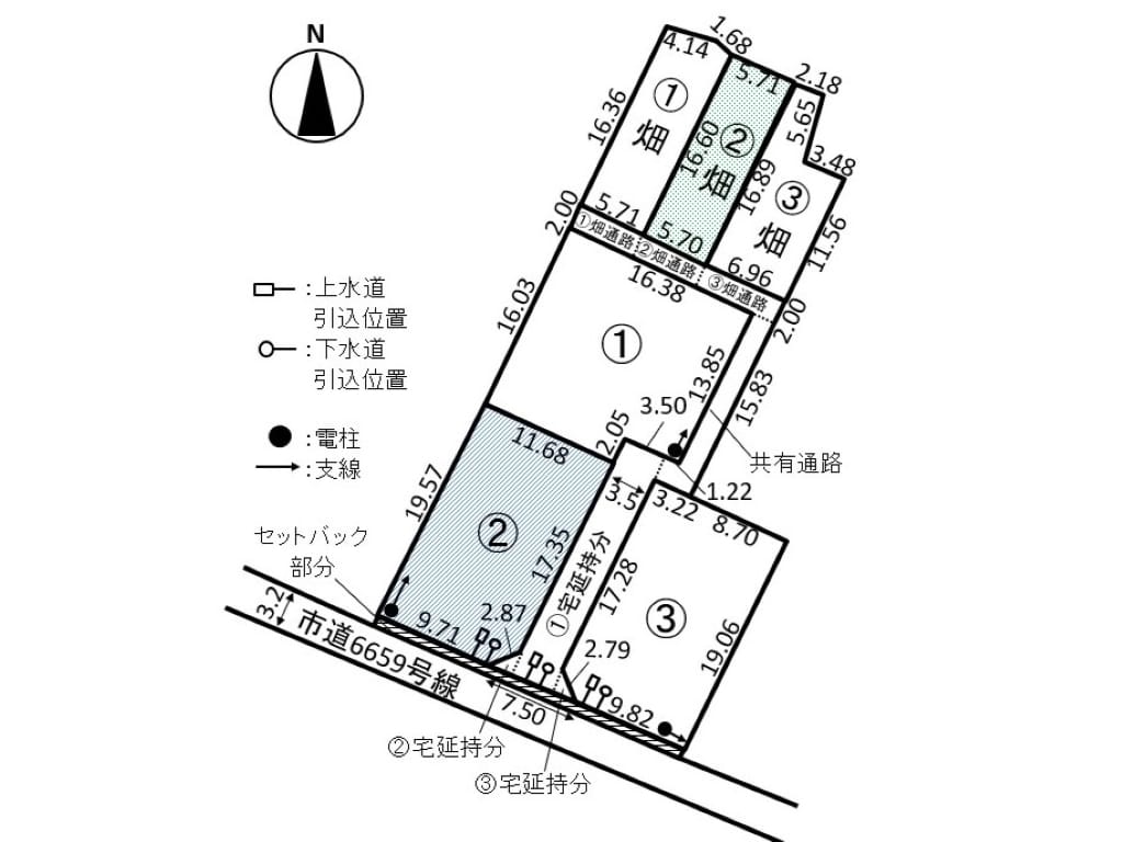 【価格改定!】【建築条件なし!】各区画70坪前後の土地面積で、ゆとりある生活を送れます。分譲地北側にはそれぞれの区画の専用畑付き♪