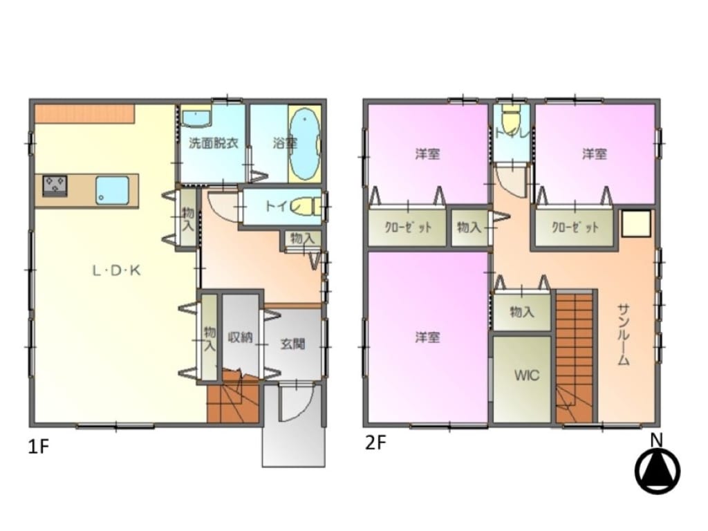 各居室の他、LDKやホールなど各所に収納スペースが充実。南東に面したサンルームで室内干しが楽々。