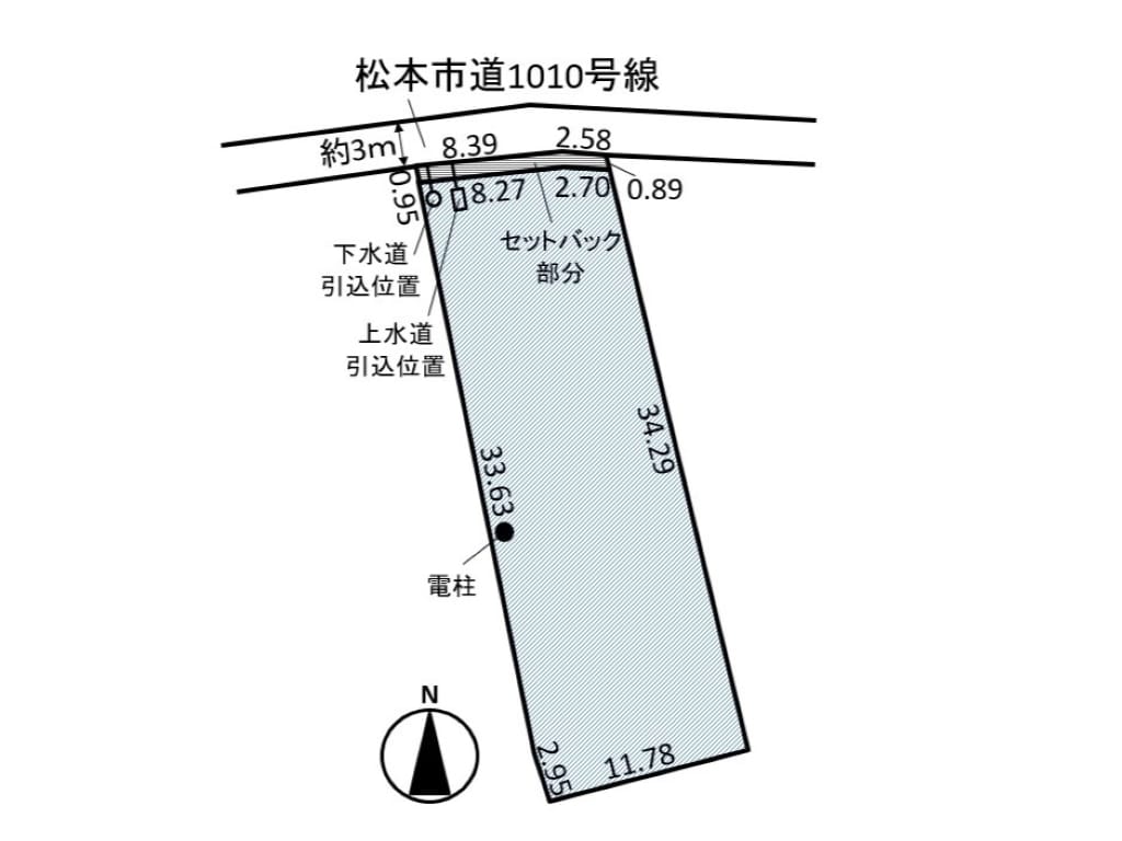 【建築条件なし!】南北に奥行きがあるので、前面道路からのプライバシーをしっかり守れる安全な地形。