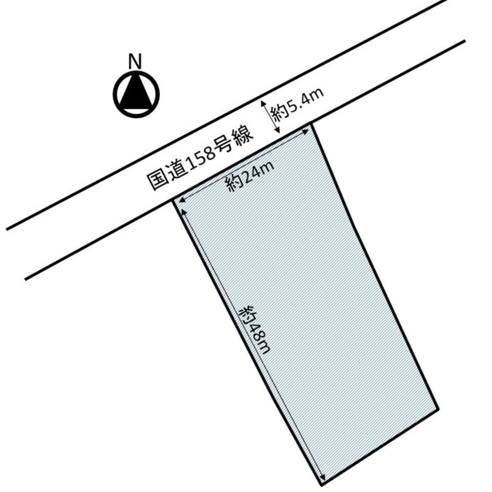 奥行きのある長方形型で有効活用しやすい区画。約344坪のゆとりある広さで、建物配置や駐車スペースの計画もしやすい土地です。