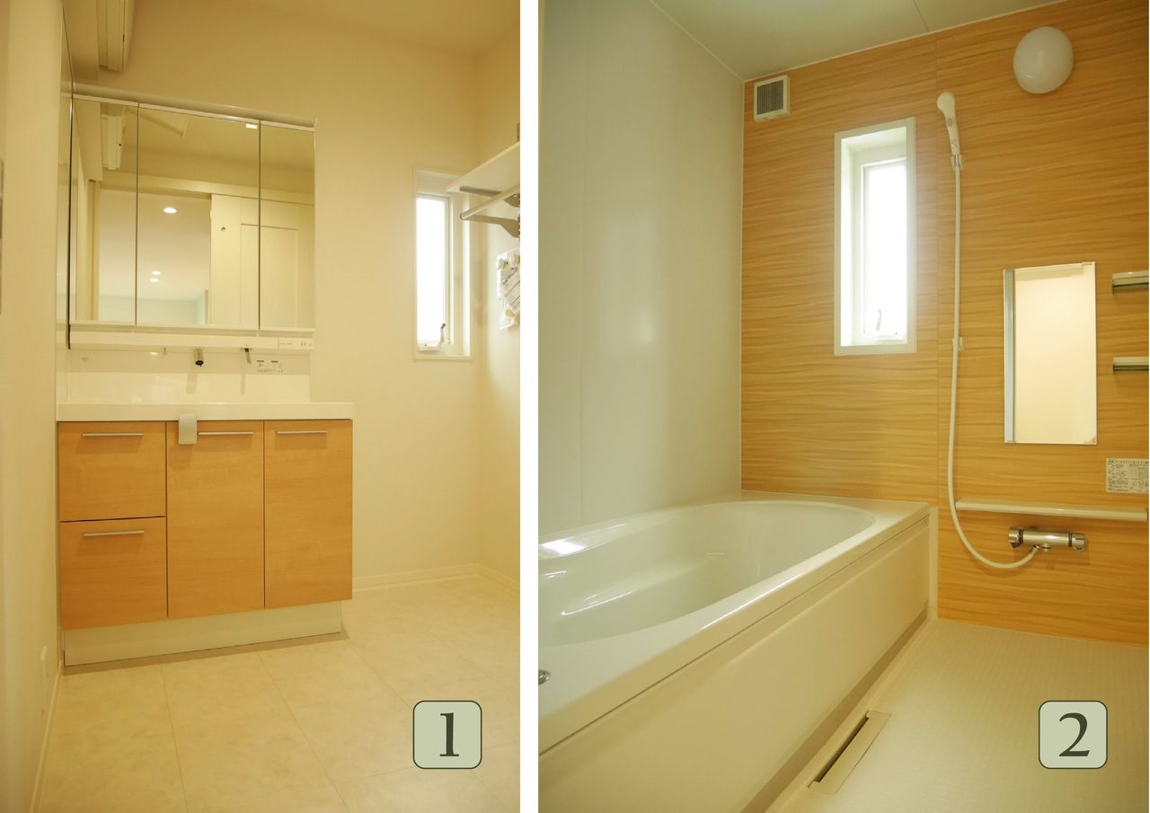 １階の洗面所とお風呂（2022年７月撮影）