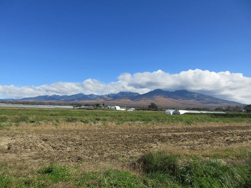 前面道路から東方向の八ヶ岳の眺望(2025年11月)