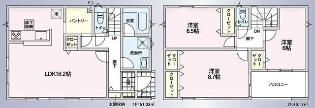 パントリーが魅力的な3LDKです。