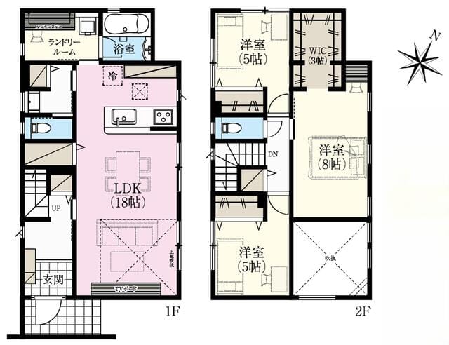 ランドリールームが魅力的な3LDK新築戸建住宅です。