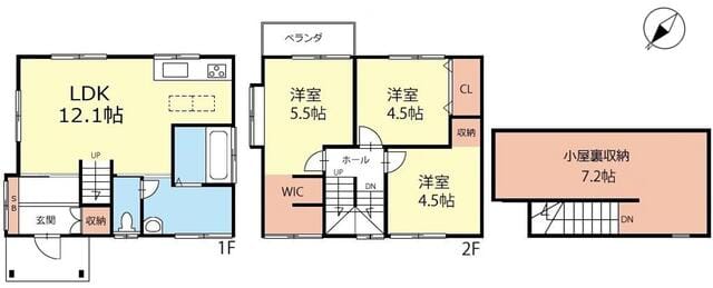 広い小屋裏収納もついた3LDKリフォーム済み中古住宅です。