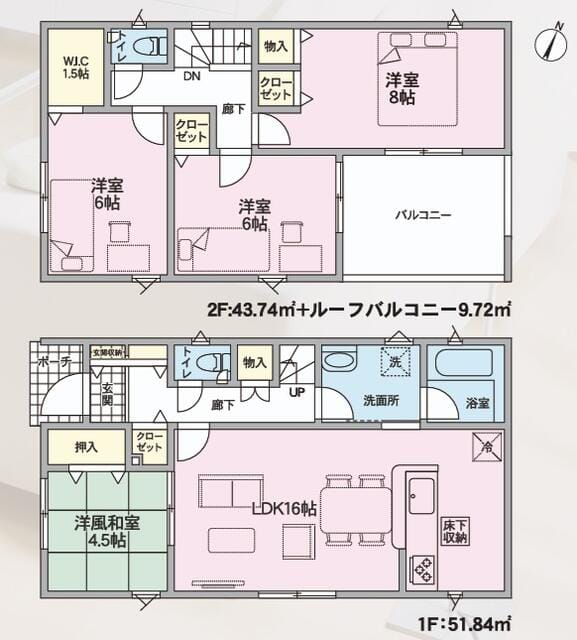 1.5帖のウォークインクローゼット付きの4LDKです。