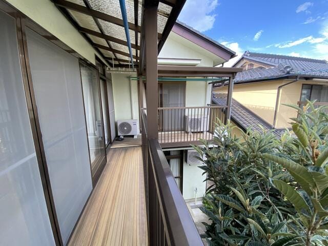 L地形のベランダです。全長約9mと広々しています。3カ所から