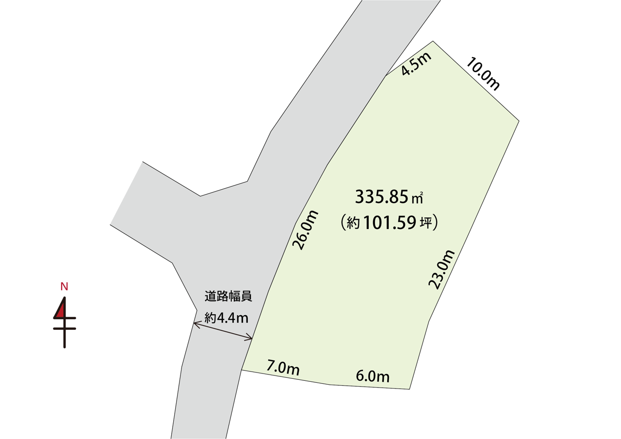 国道から少し入ったところですが、前面道路も十分な幅があります