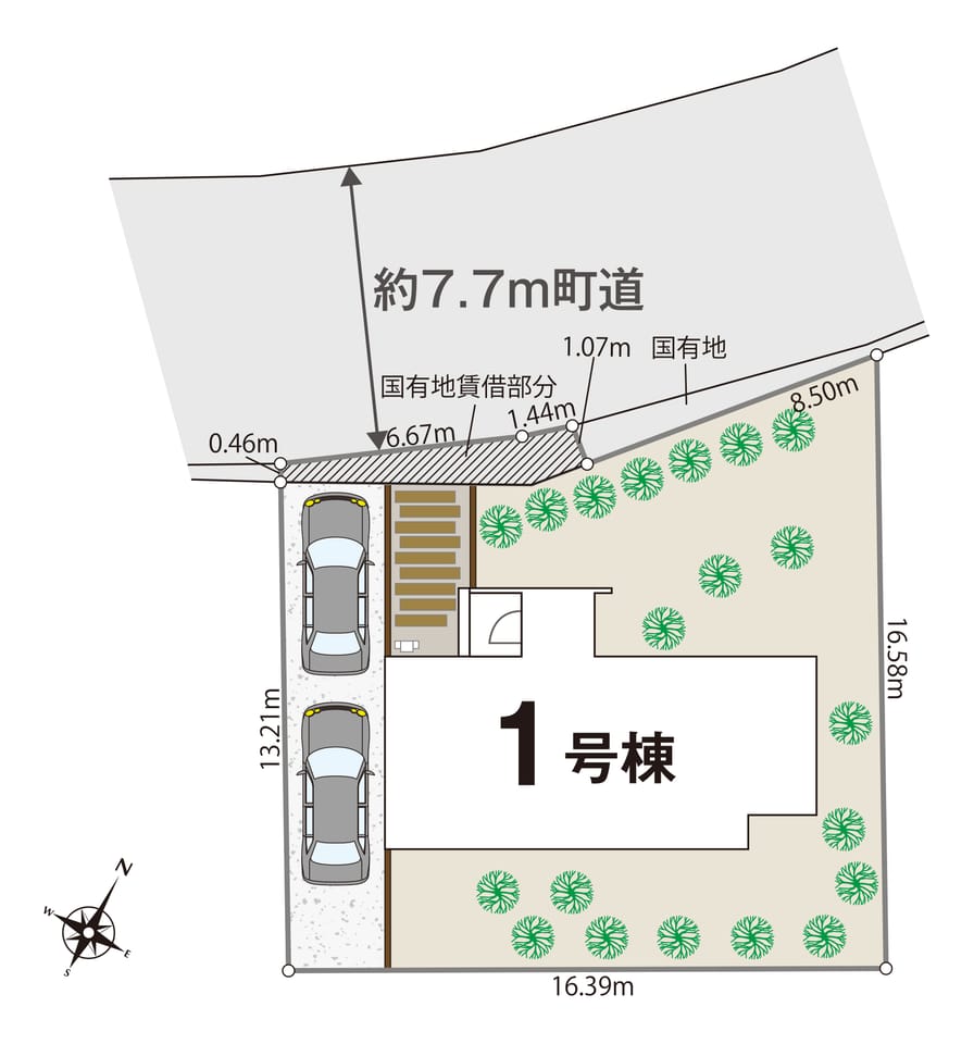 広いお庭!交通量少ないです。