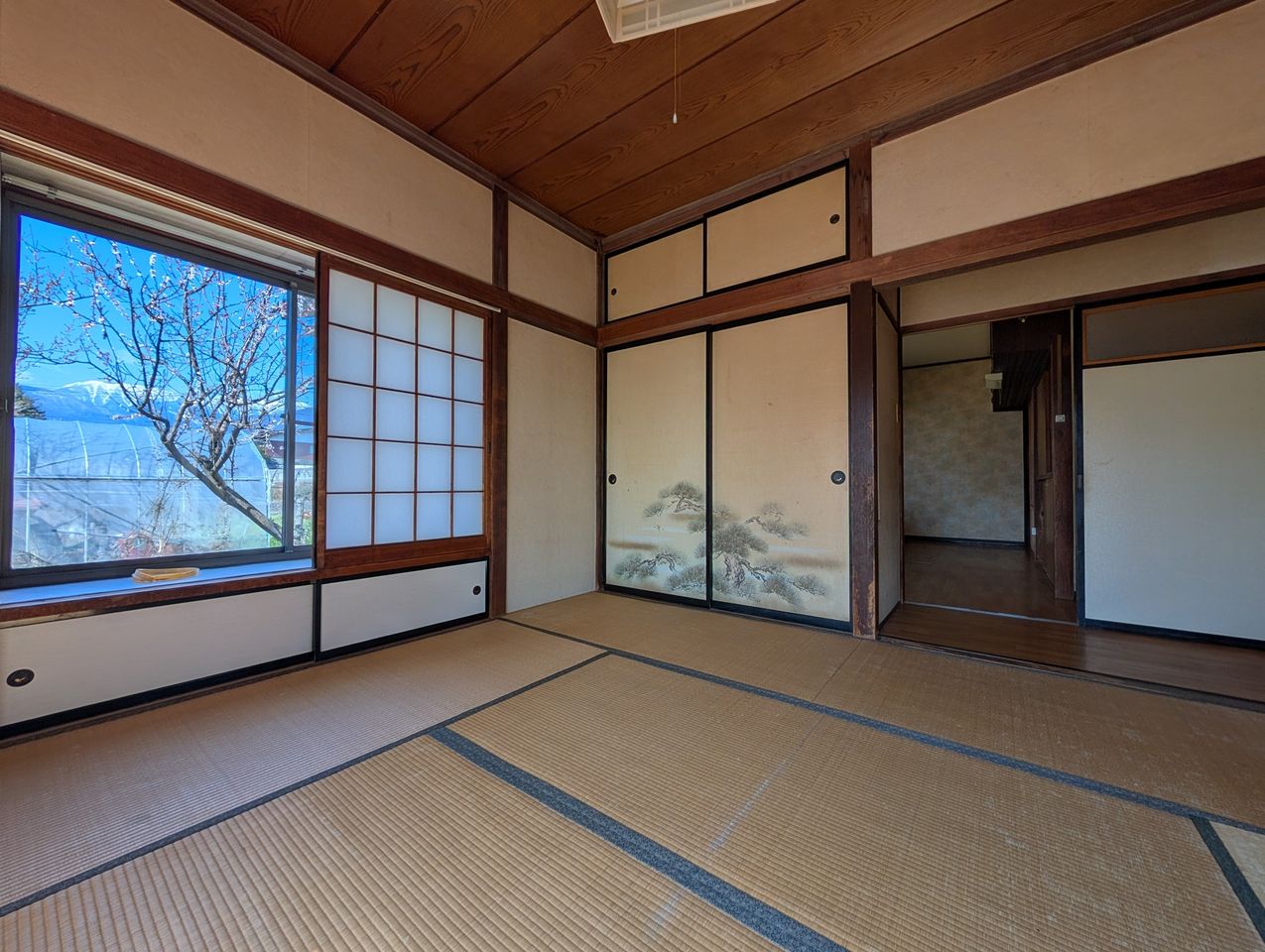 和室の窓から隣の景色